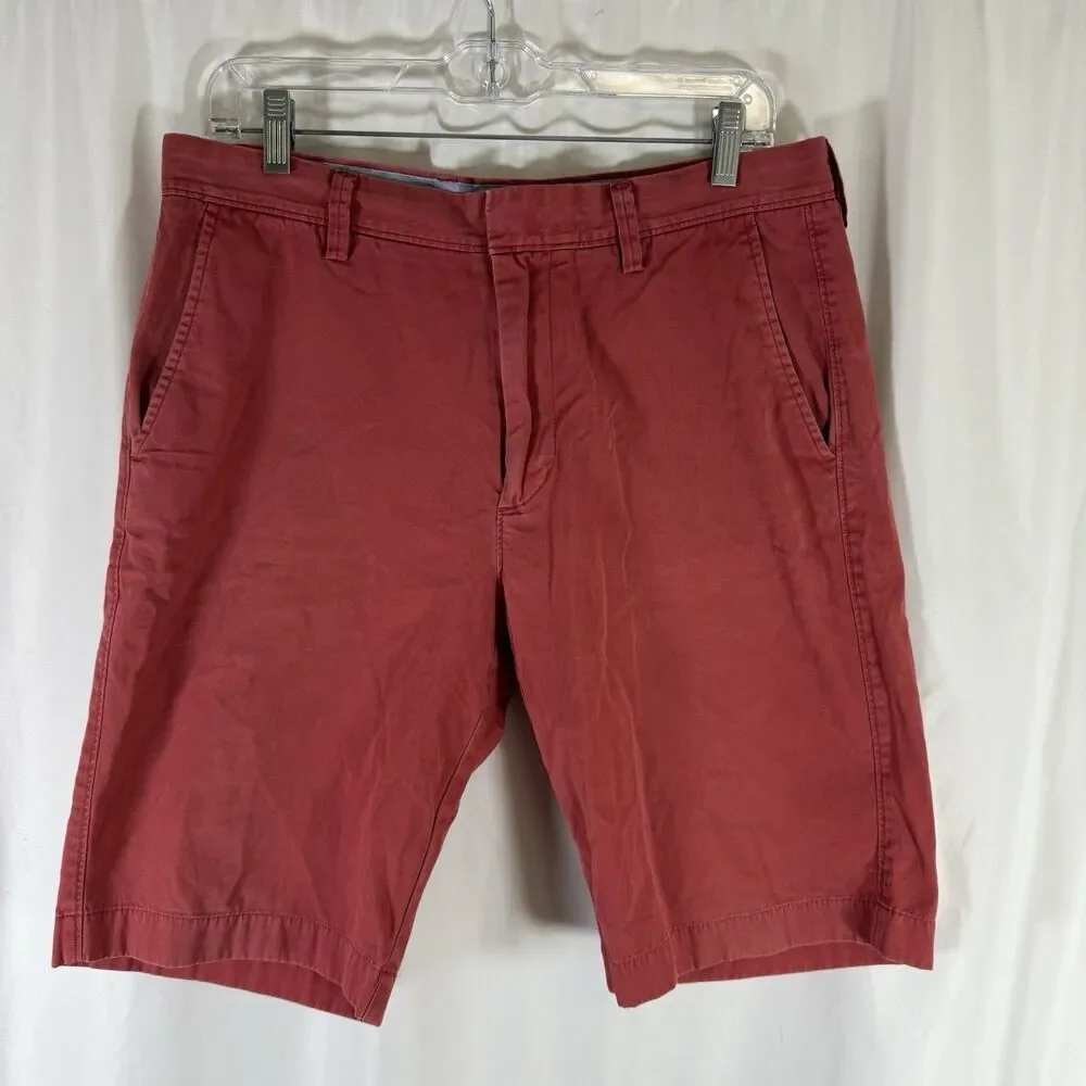 J. Crew Shorts Men's 32 Red Chino Flat Front 10.5